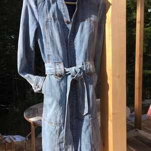 Free people blue denim belted jacket